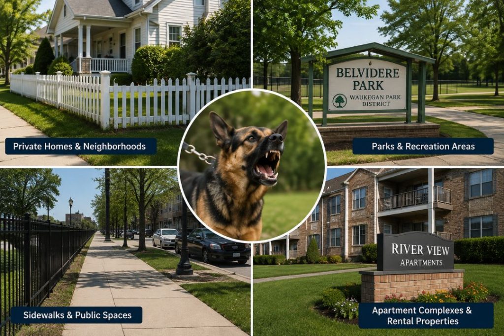 where do dog bites occur most often in waukegan